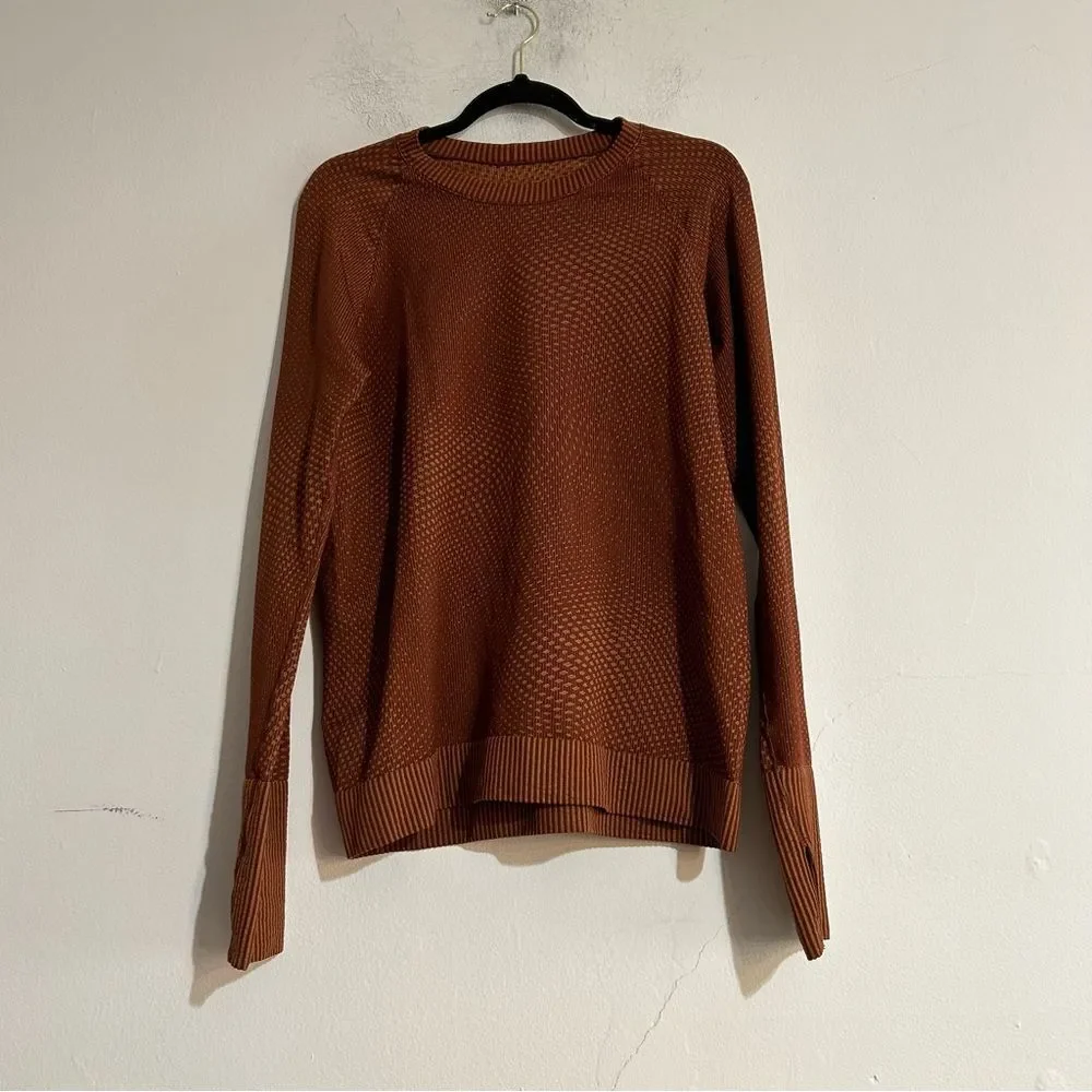 Lululemon Rest Less Pullover Top Grid Warp Date Brown / Desert Sun Size 12